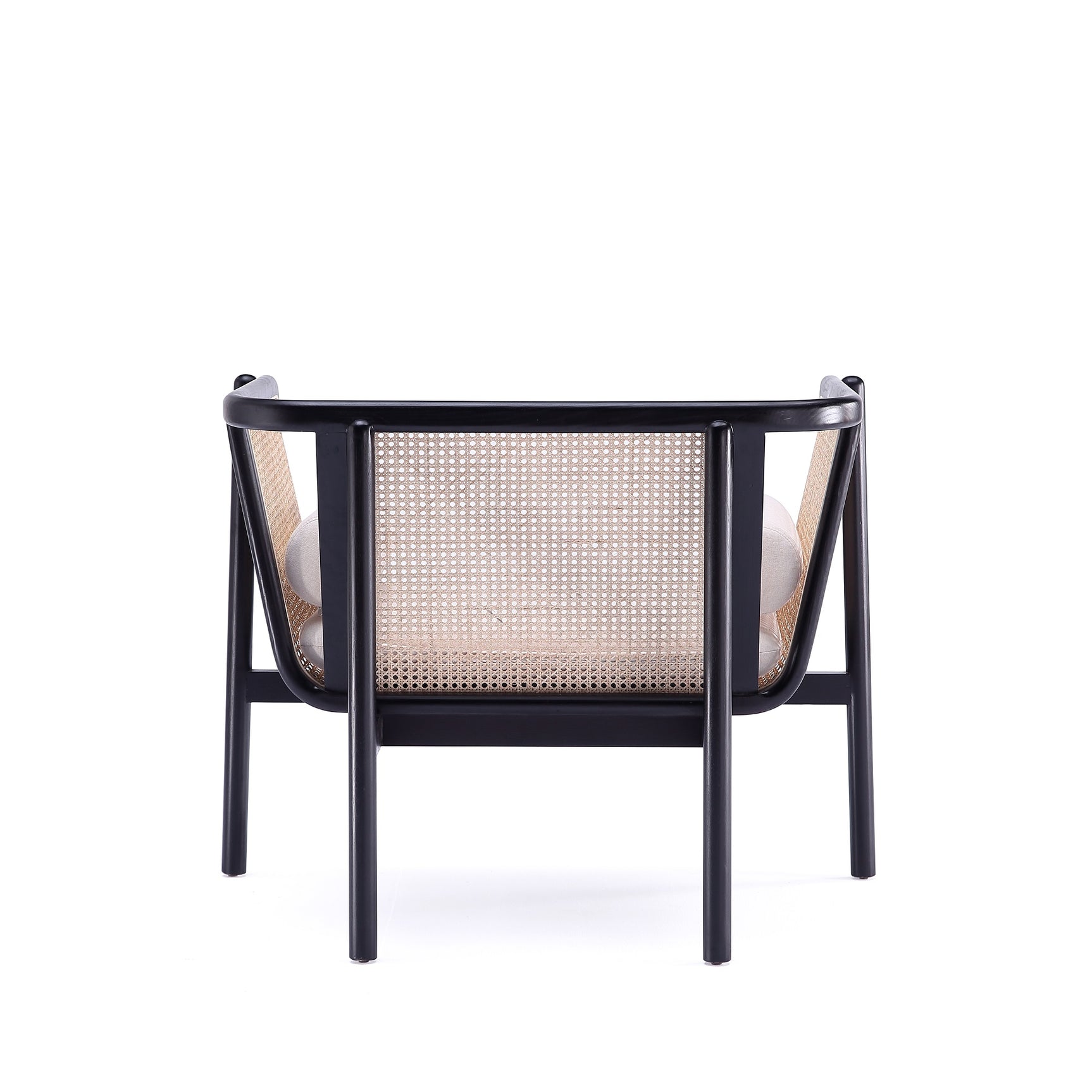 Versailles Accent Chair in Black, Natural Cane and Cream - Ornate Home