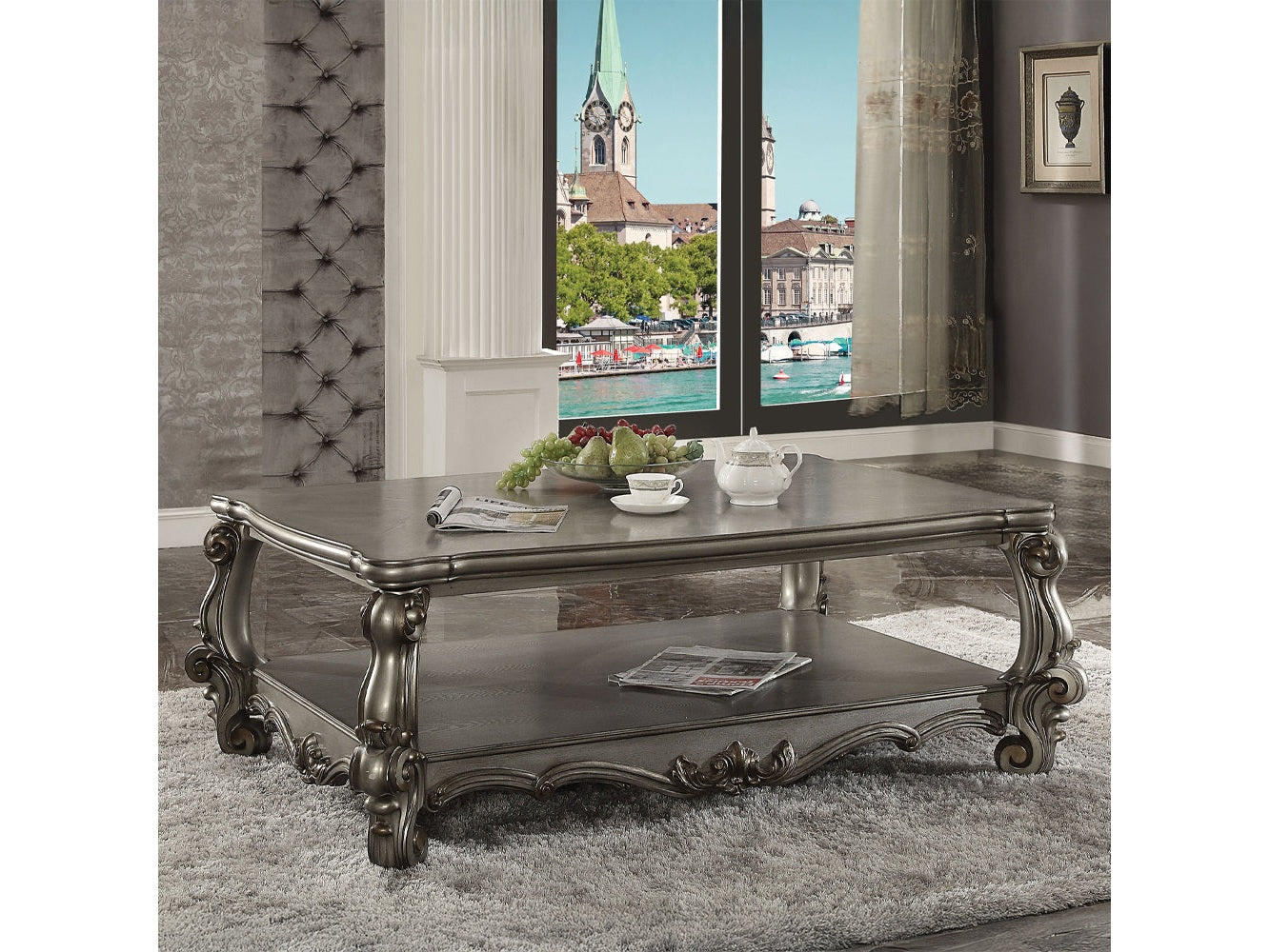 Versailles Antique Platinum Coffee Table - Ornate Home