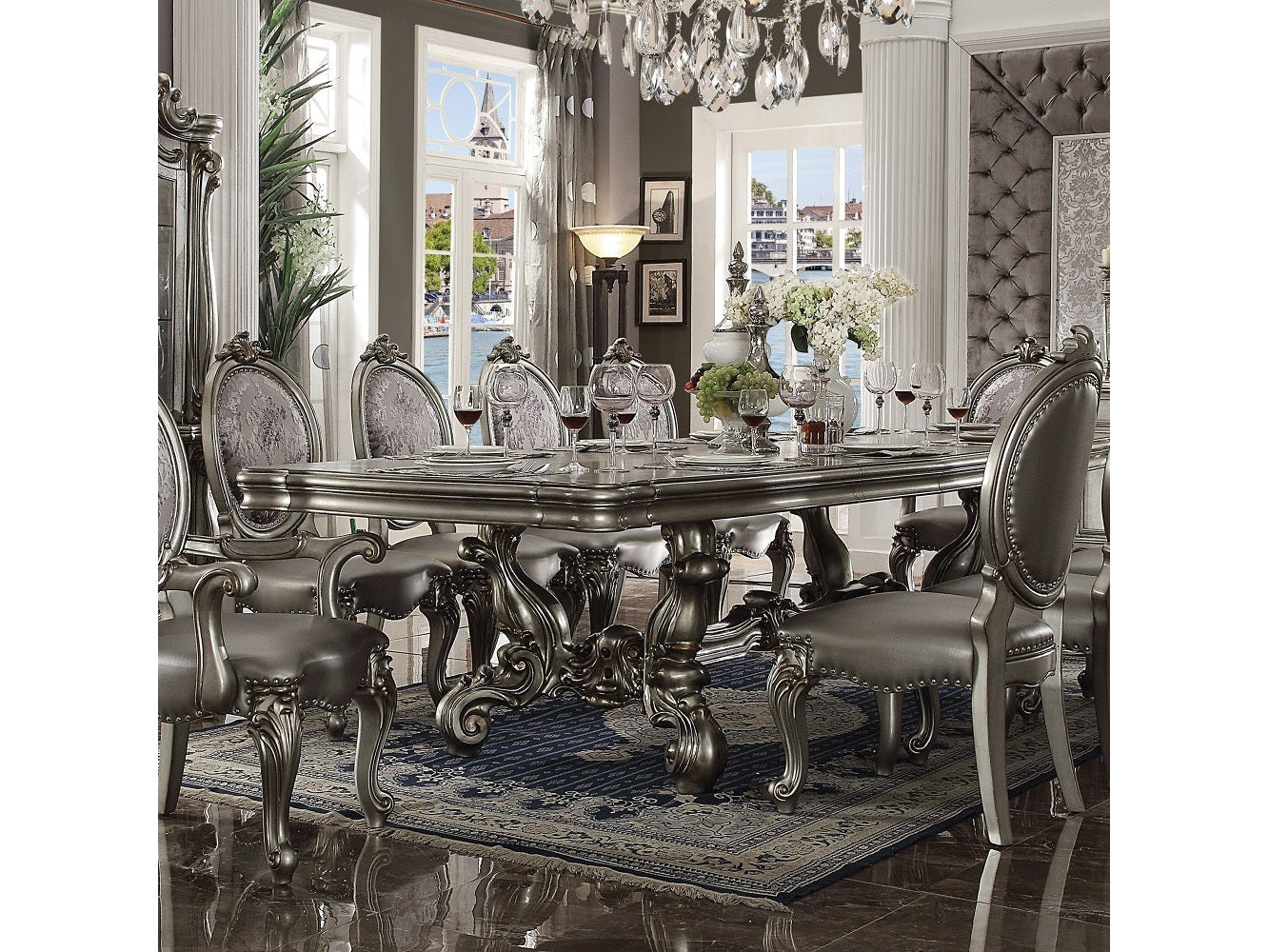 Versailles Antique Platinum Dining Table - Ornate Home