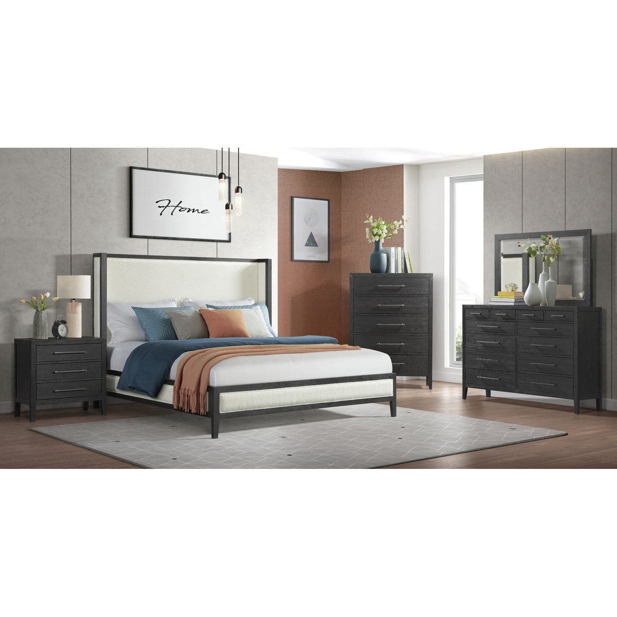 Versailles Contemporary Black 3-Drawer Nightstand - Ornate Home