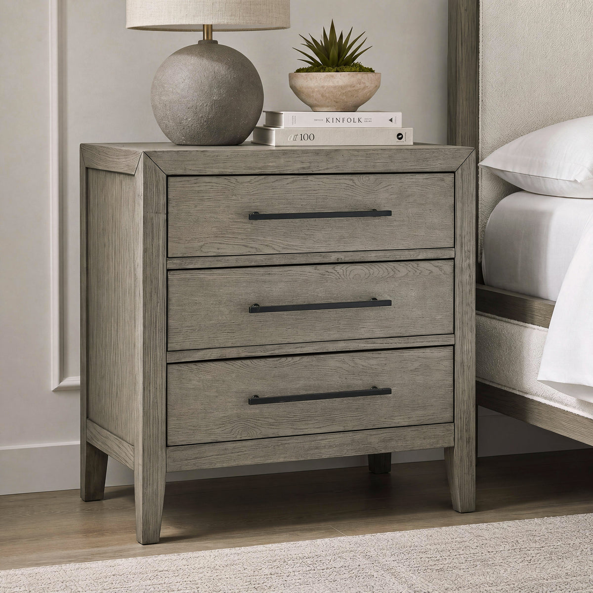 Versailles Contemporary Grey 3-Drawer Nightstand - Ornate Home