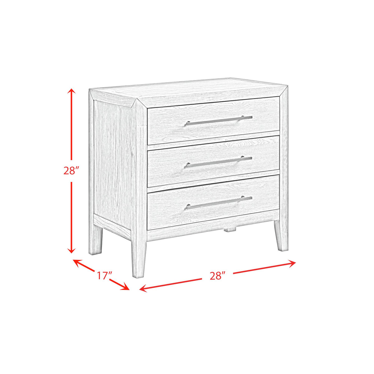 Versailles Contemporary Grey 3-Drawer Nightstand - Ornate Home