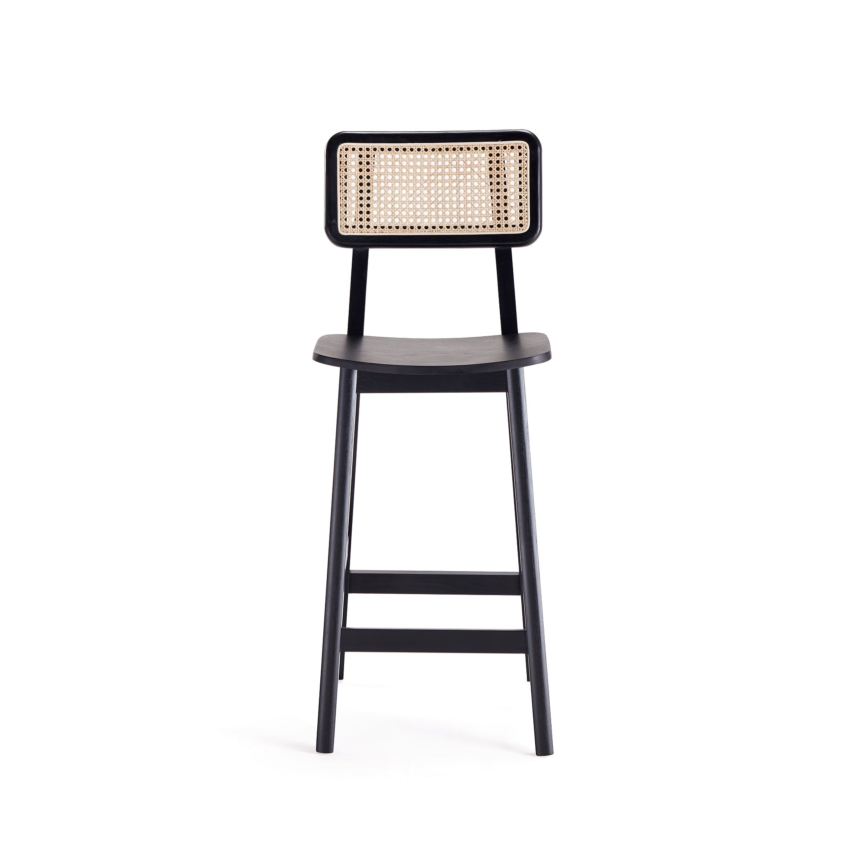 Versailles Counter Stool in Black and Natural Cane (set of 3) - Ornate Home