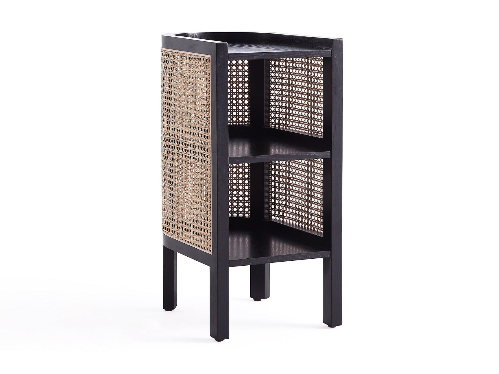 Versailles End Table in Black and Natural Cane - Ornate Home