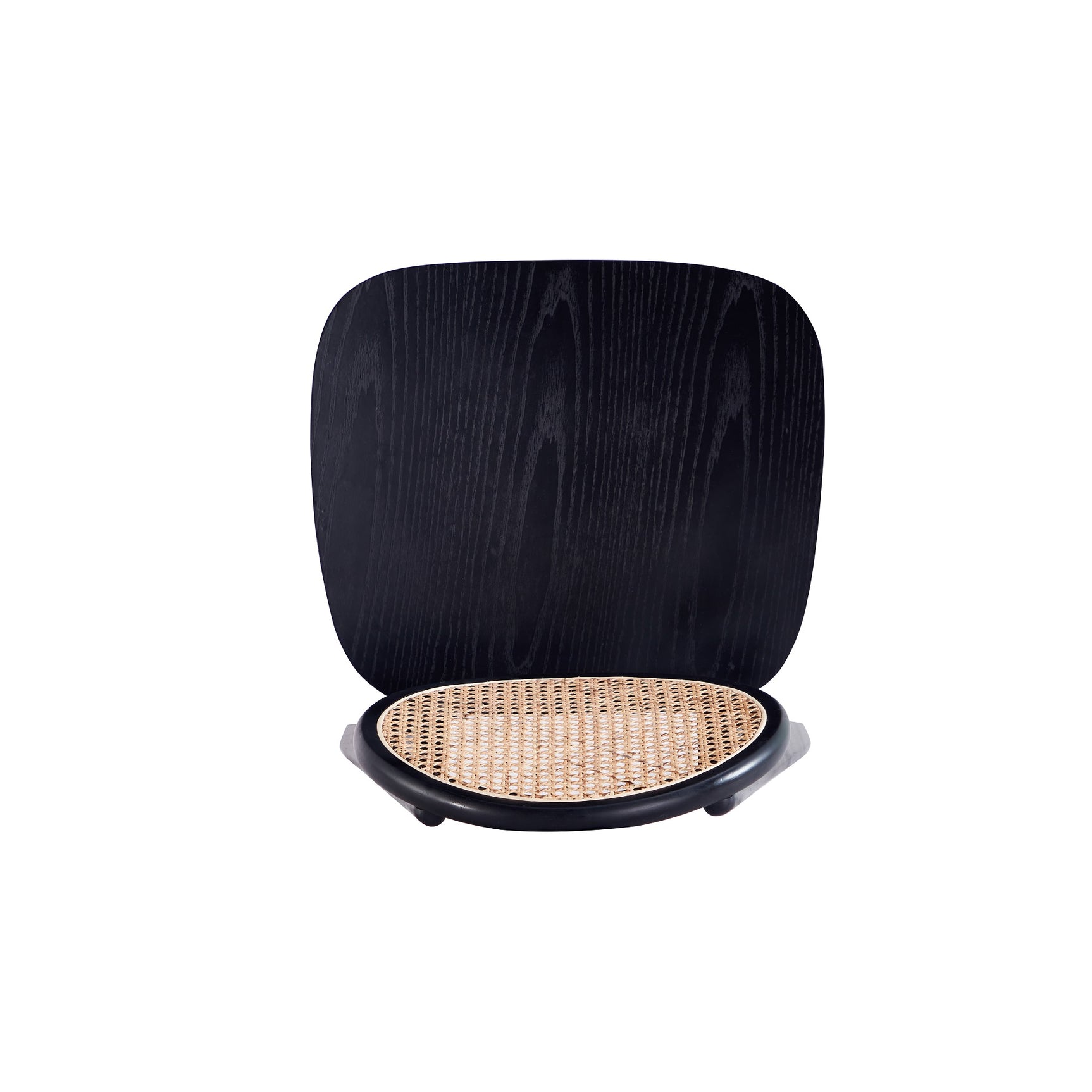 Versailles Round Dining Chair in Black and Natural Cane (set of 4) - Ornate Home