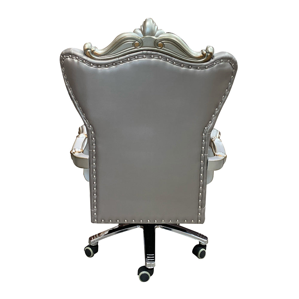 Versailles Silver PU & Antique Platinum Office Chair - Ornate Home