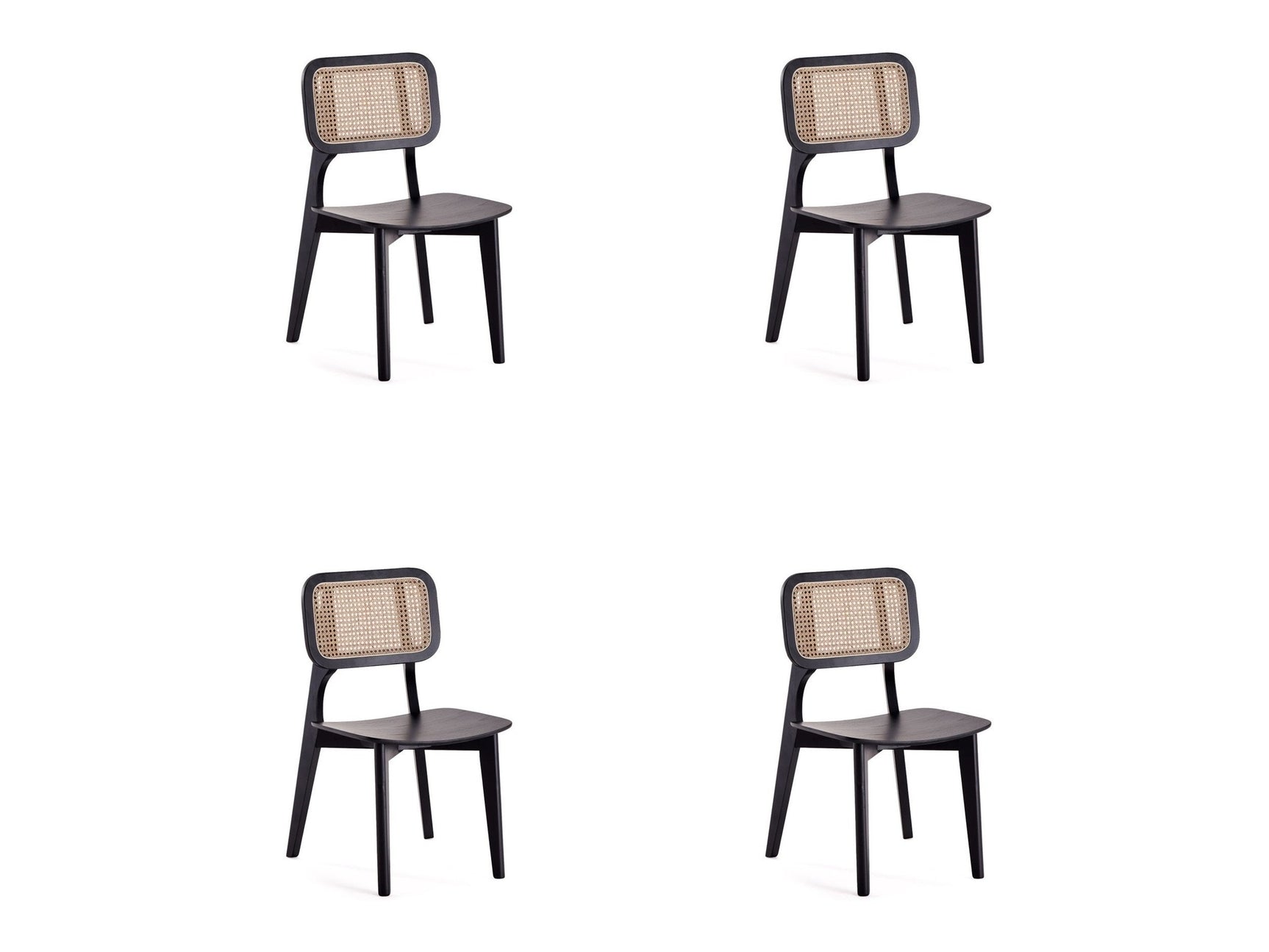 Versailles Square Dining Chair in Black and Natural Cane (set of 4) - Ornate Home