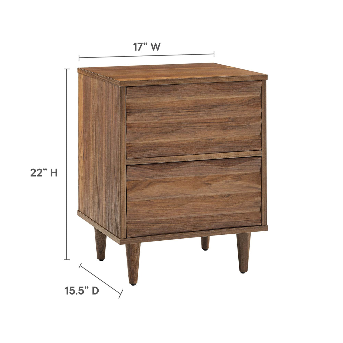 Vespera Walnut 2-Drawer Nightstand - Ornate Home