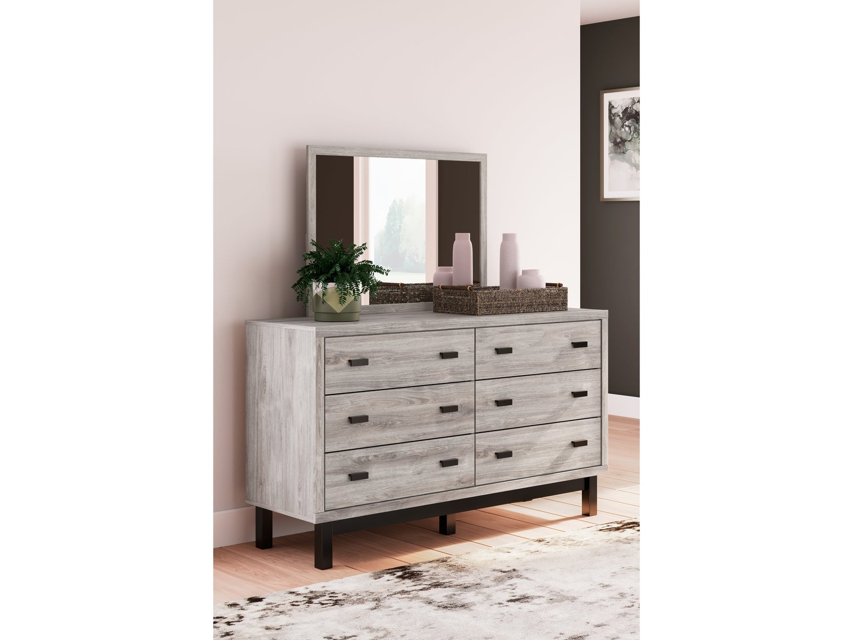 Vessalli Gray Dresser and Mirror - Ornate Home