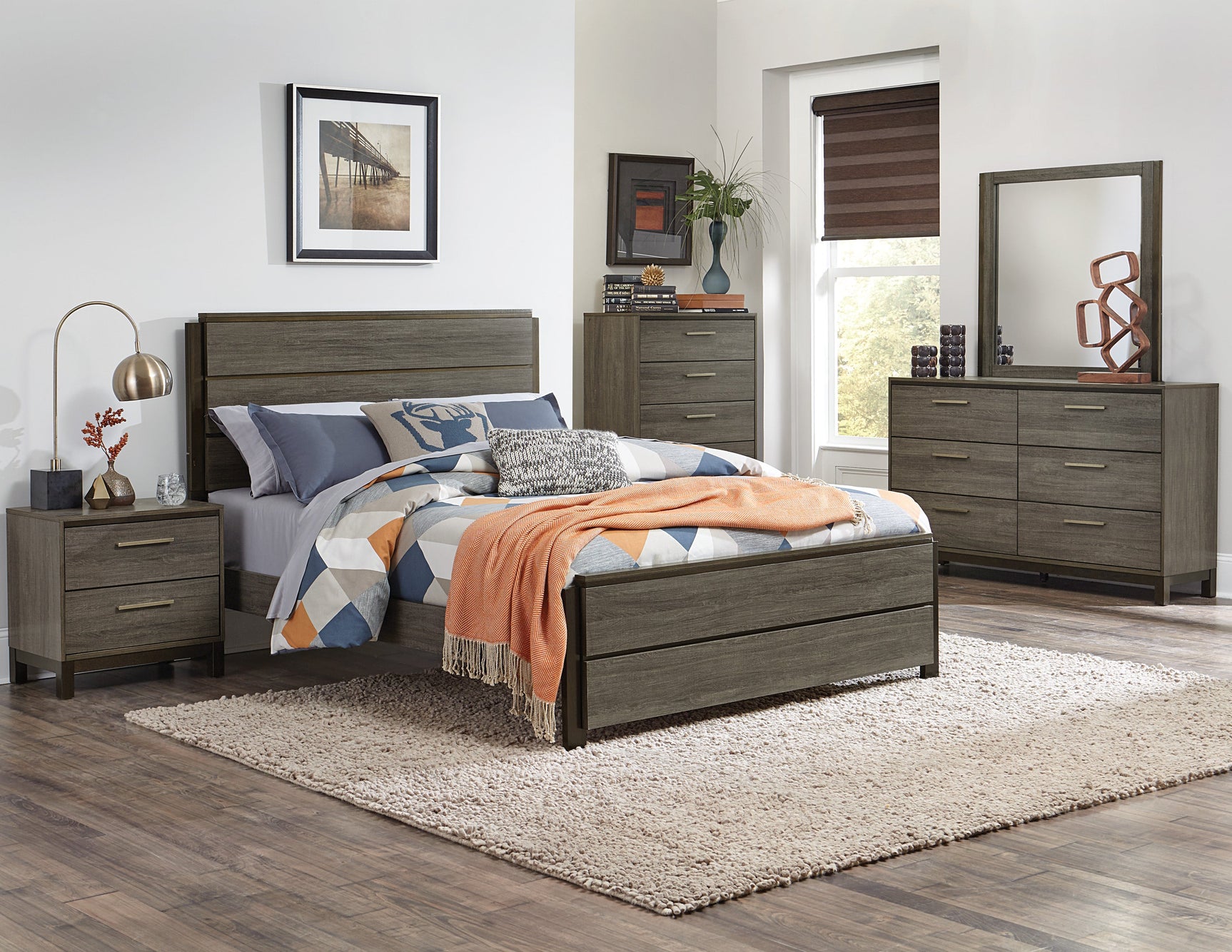 Vestavia Antique Gray/Brown Eastern King Bed - Ornate Home