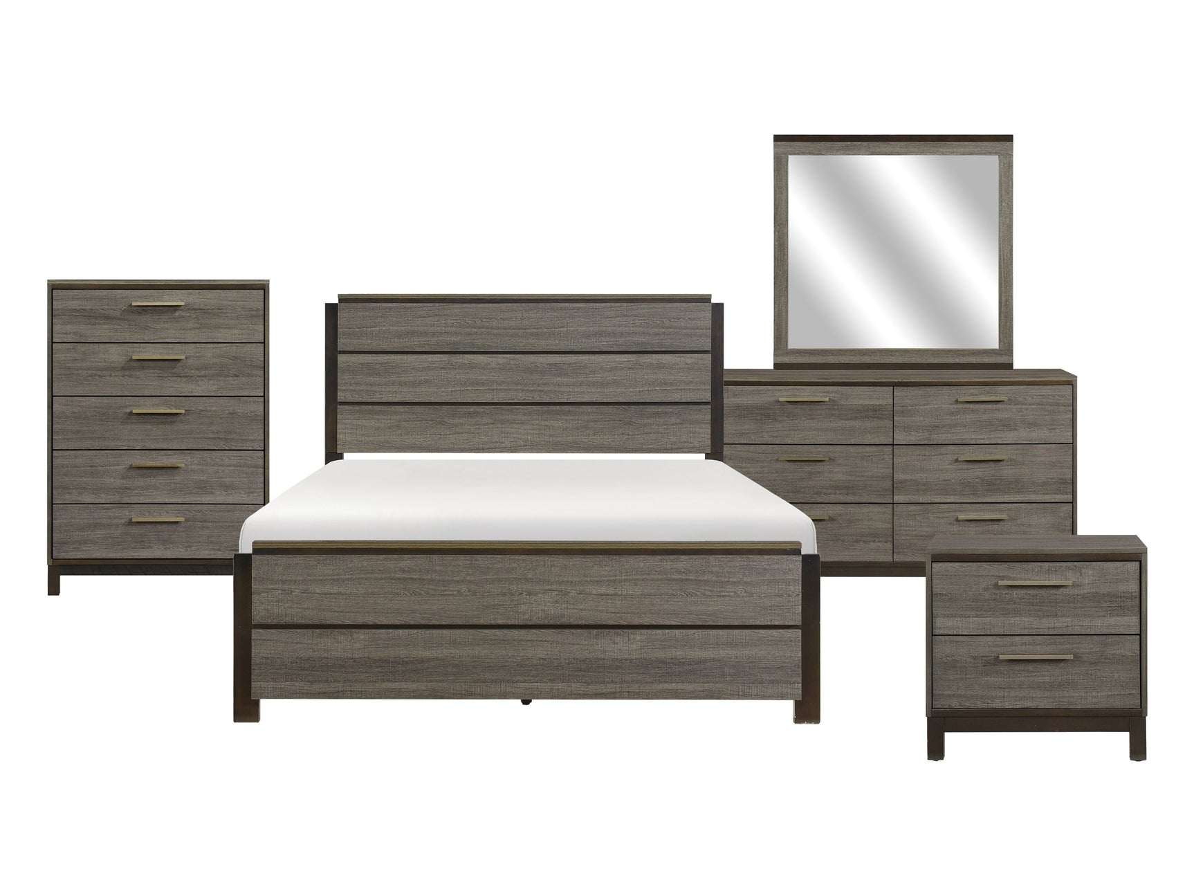 Vestavia Antique Gray/Dark Brown 5-Piece Queen Bedroom Set - Ornate Home