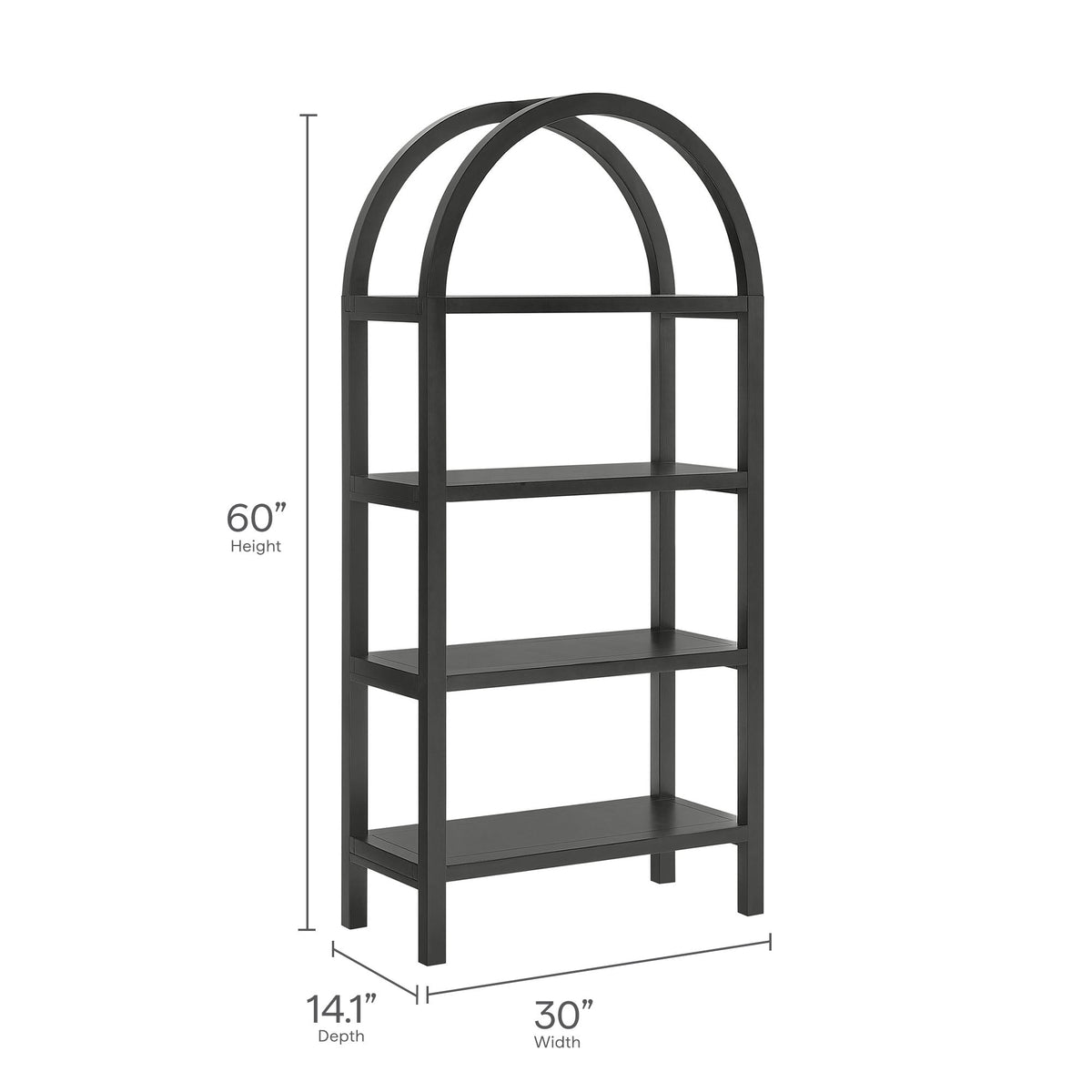 Vexley Black 60 Inch Arched Bookshelf - Ornate Home