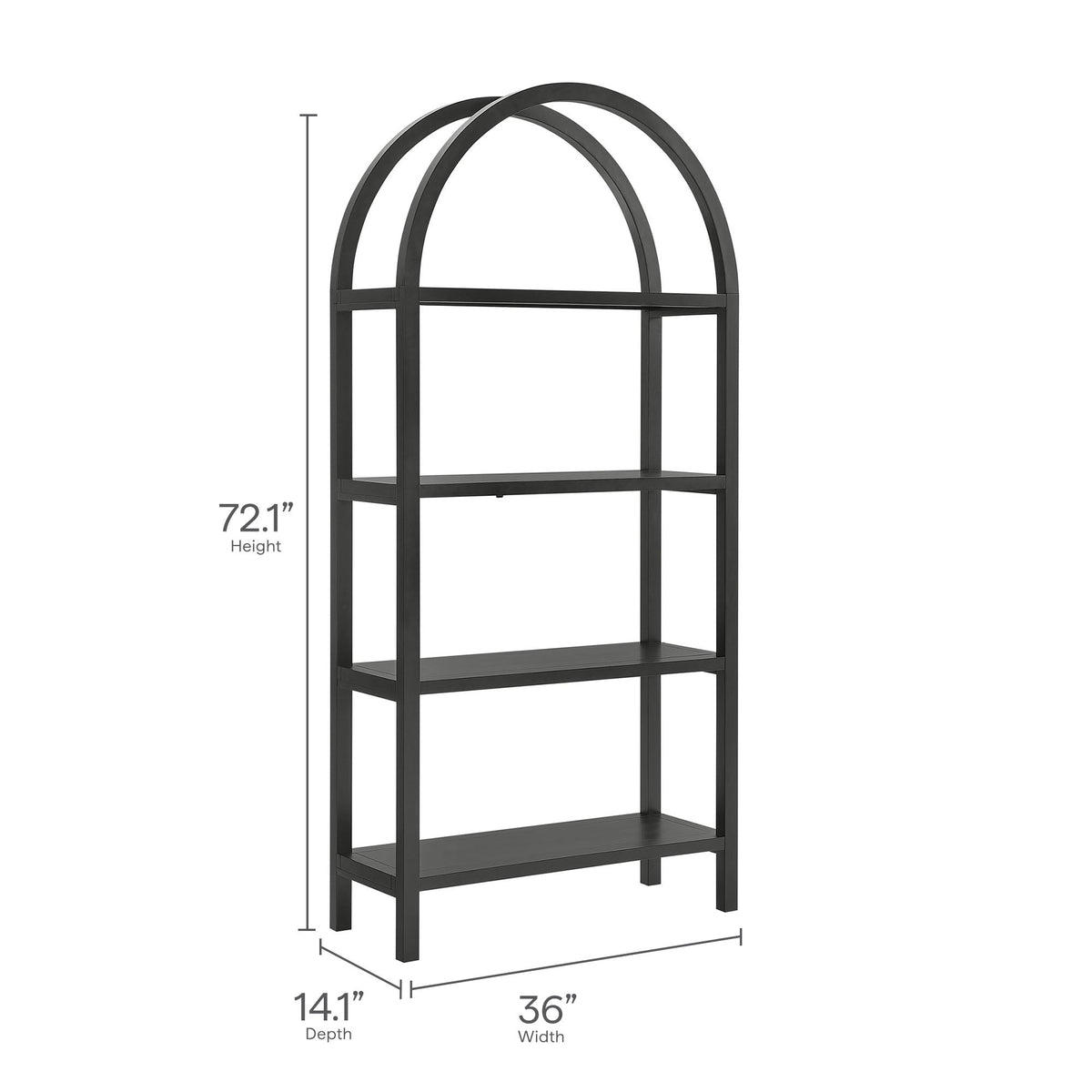 Vexley Black 72 Inch Large Arched Bookshelf - Ornate Home