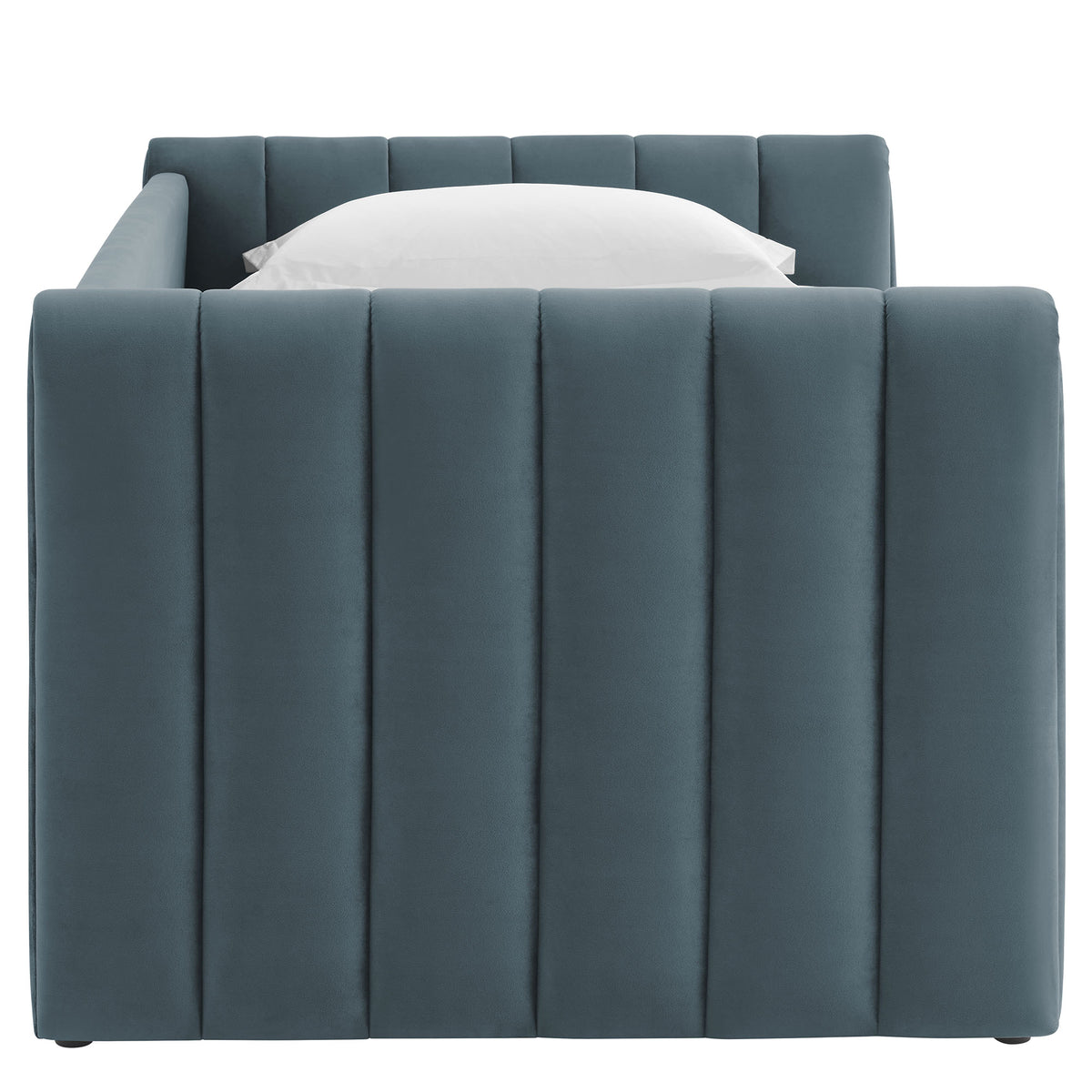Veyla Cadet Blue Channel Tufted Performance Velvet Twin Daybed With Trundle - Ornate Home