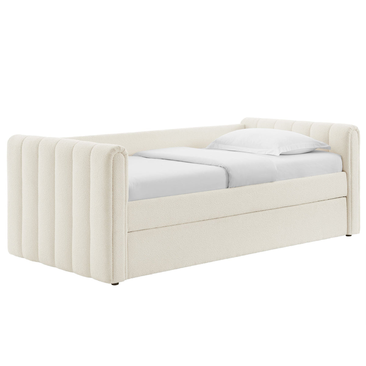 Veyla Cloud Channel Tufted Boucle Twin Daybed With Trundle - Ornate Home