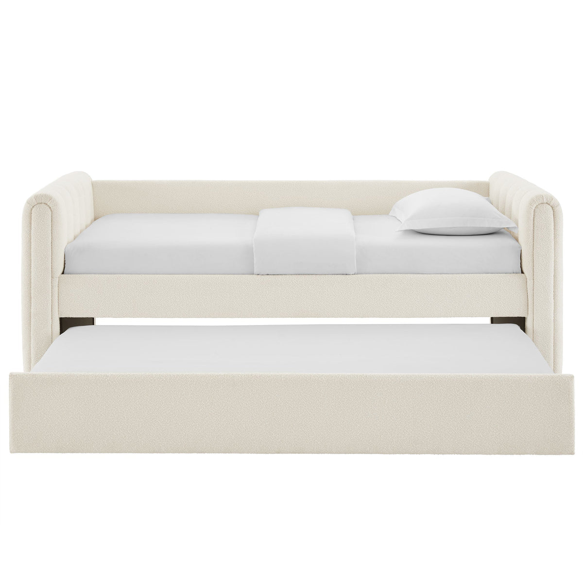 Veyla Cloud Channel Tufted Boucle Twin Daybed With Trundle - Ornate Home
