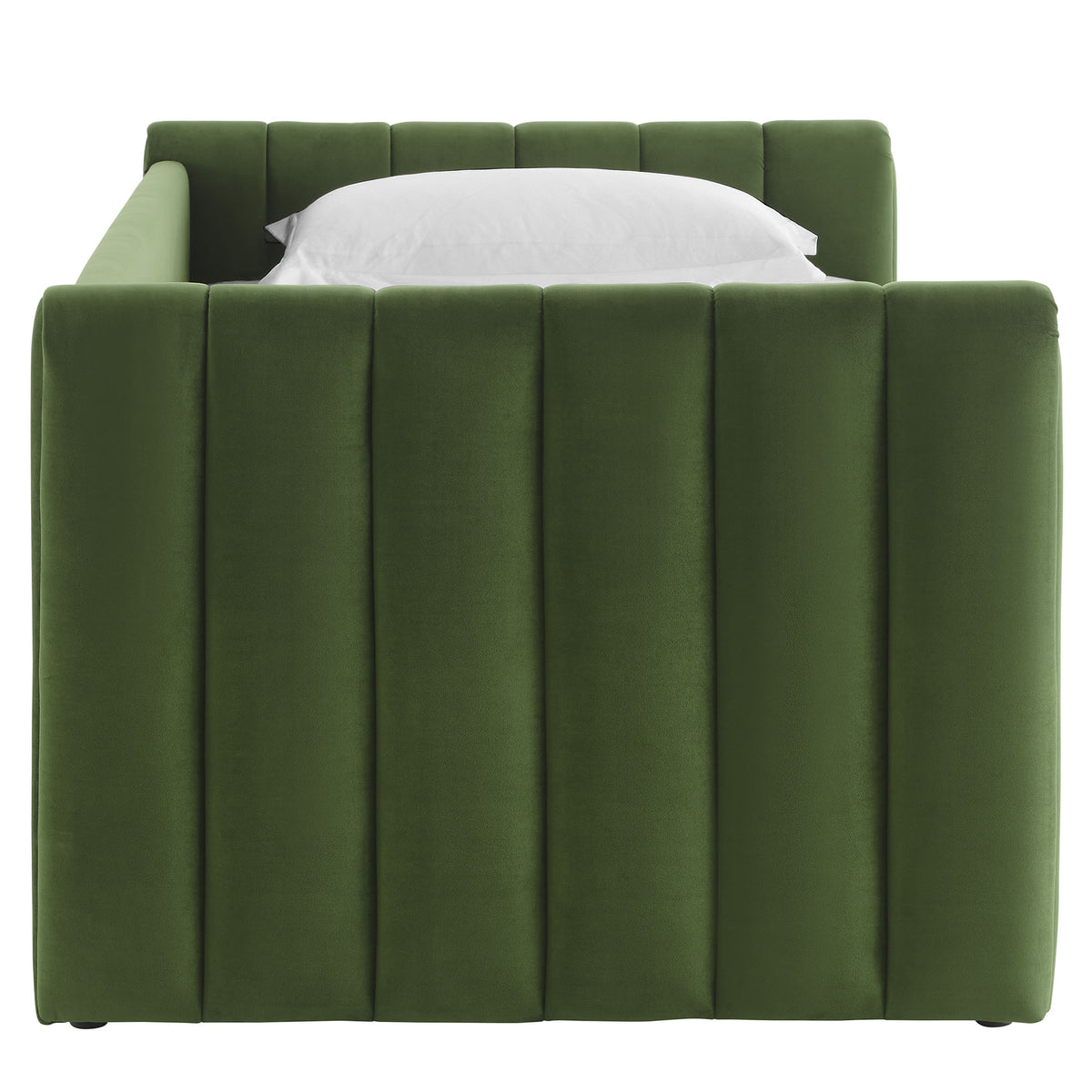 Veyla Moss Green Channel Tufted Performance Velvet Twin Daybed With Trundle - Ornate Home