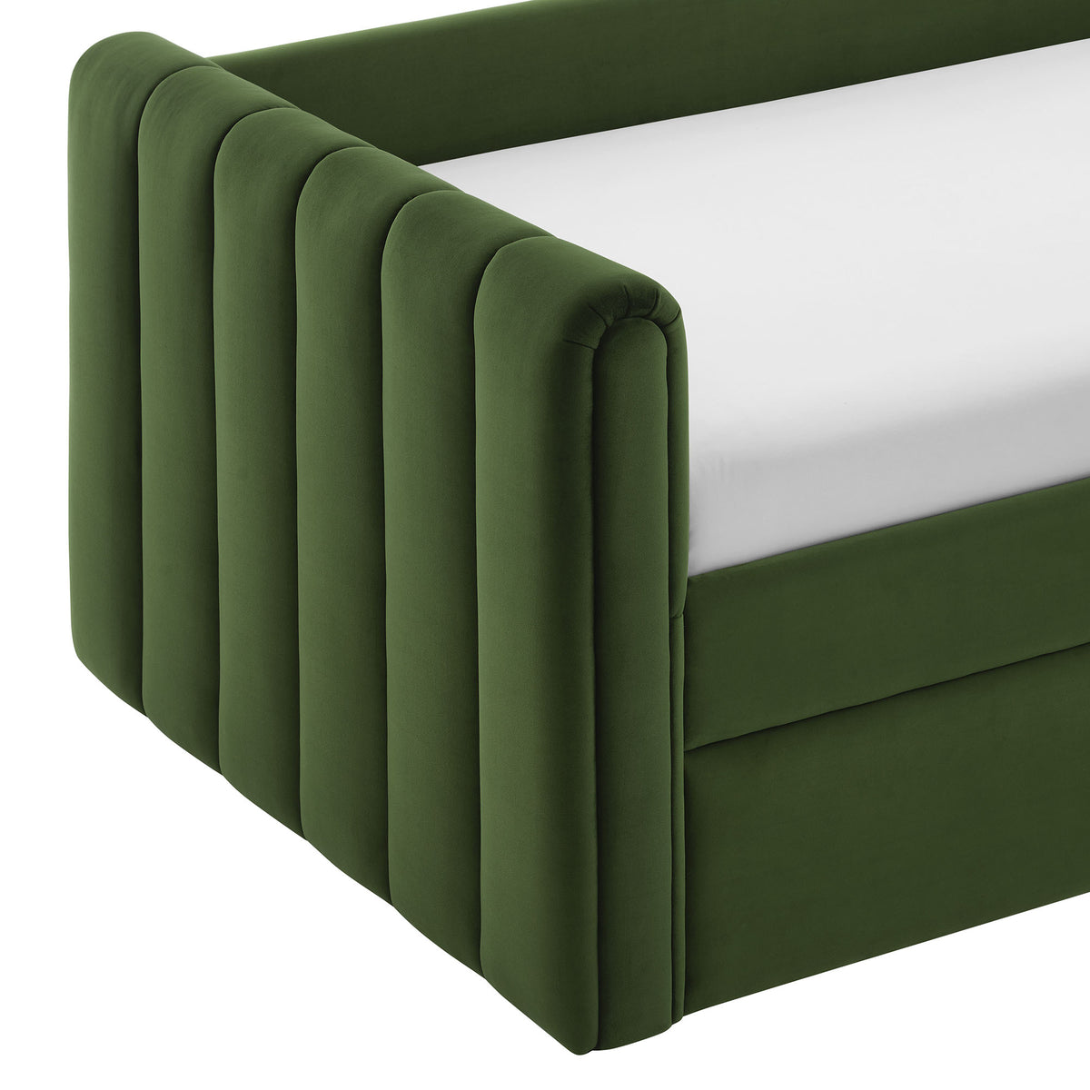 Veyla Moss Green Channel Tufted Performance Velvet Twin Daybed With Trundle - Ornate Home