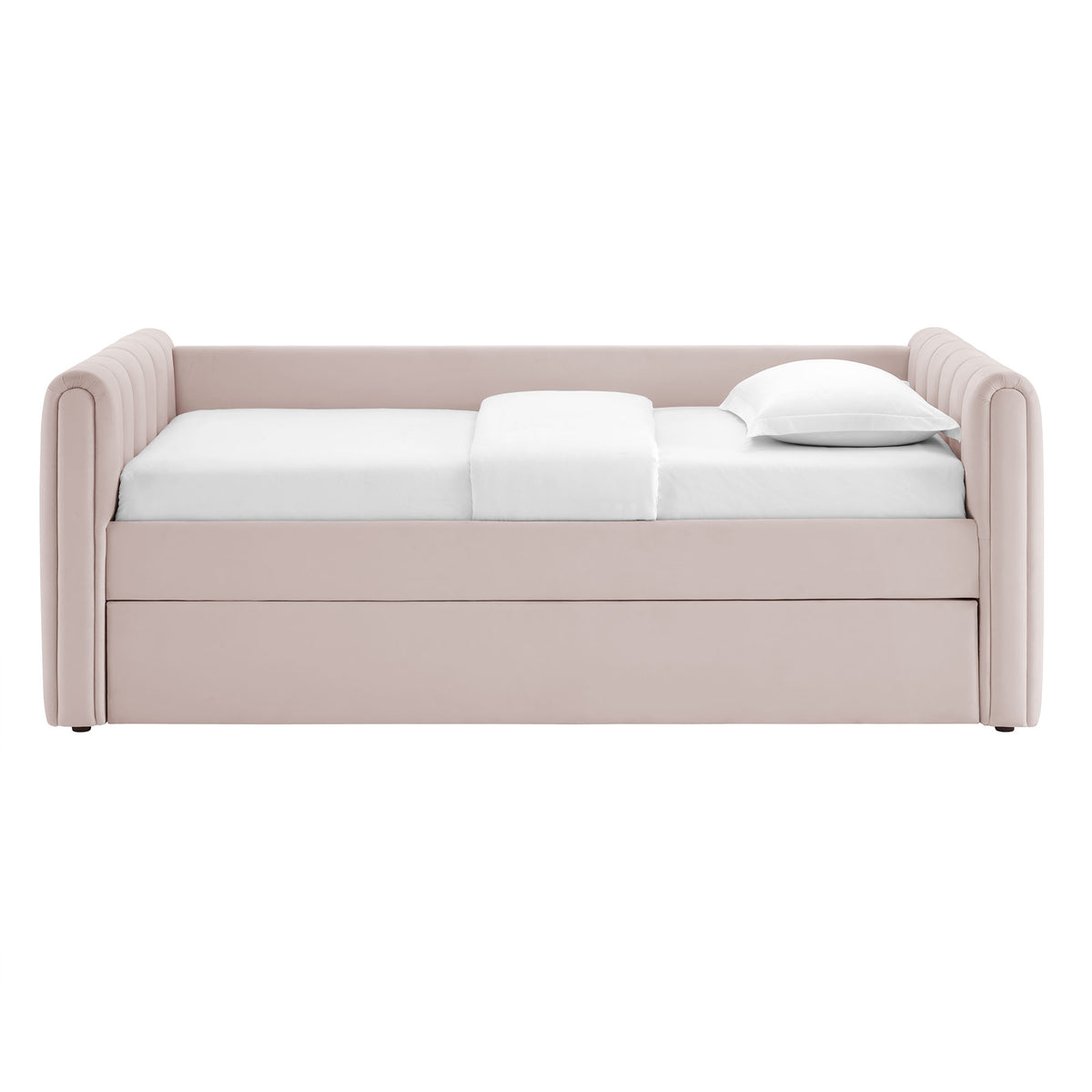 Veyla Pink Channel Tufted Performance Velvet Twin Daybed With Trundle - Ornate Home