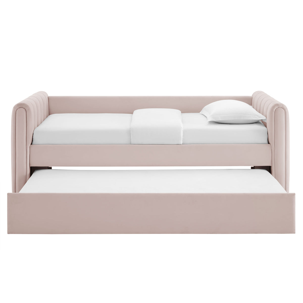 Veyla Pink Channel Tufted Performance Velvet Twin Daybed With Trundle - Ornate Home