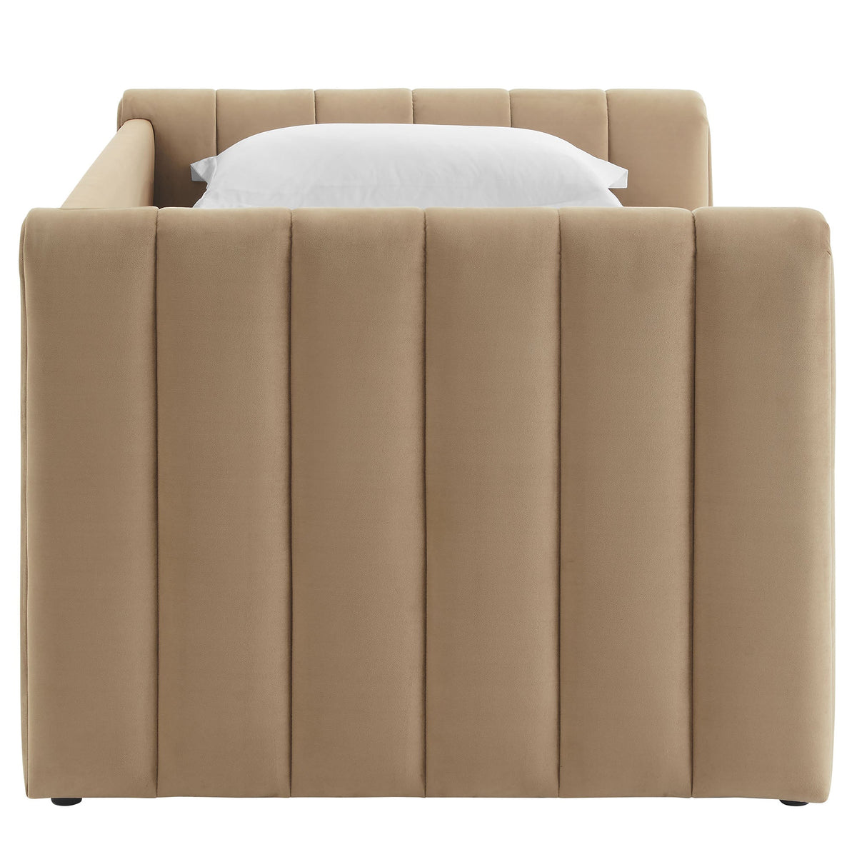 Veyla Taupe Channel Tufted Performance Velvet Twin Daybed With Trundle - Ornate Home