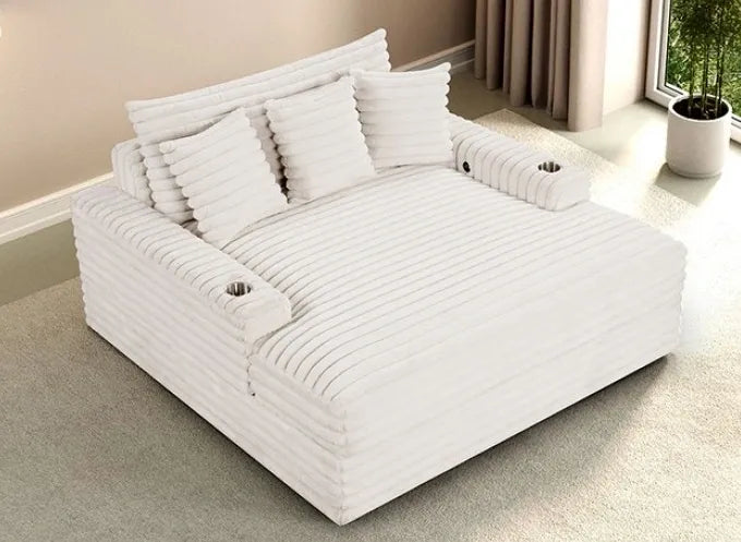 Veyrier White 2 Arm Oversize Chaise - Ornate Home