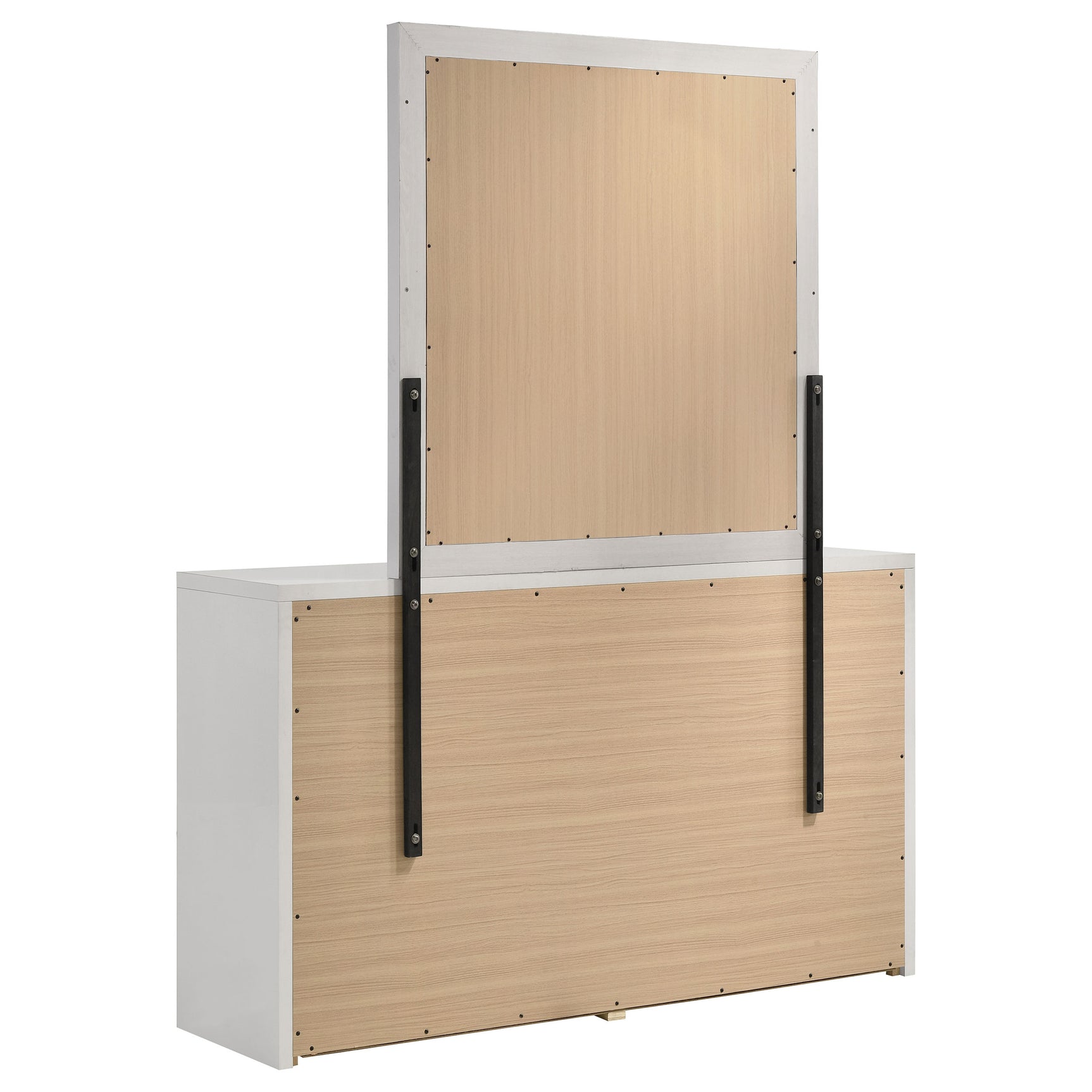 Viana White High Gloss Dresser With Mirror - Ornate Home