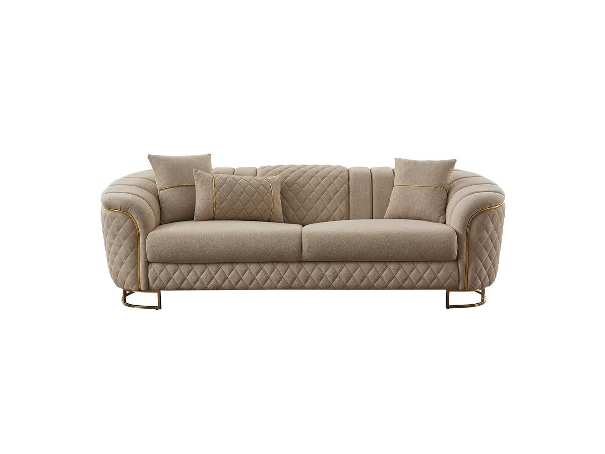 Victoria Cream 3-pieces (Sofa & Loveseat & Chair) Living Room Set - Ornate Home