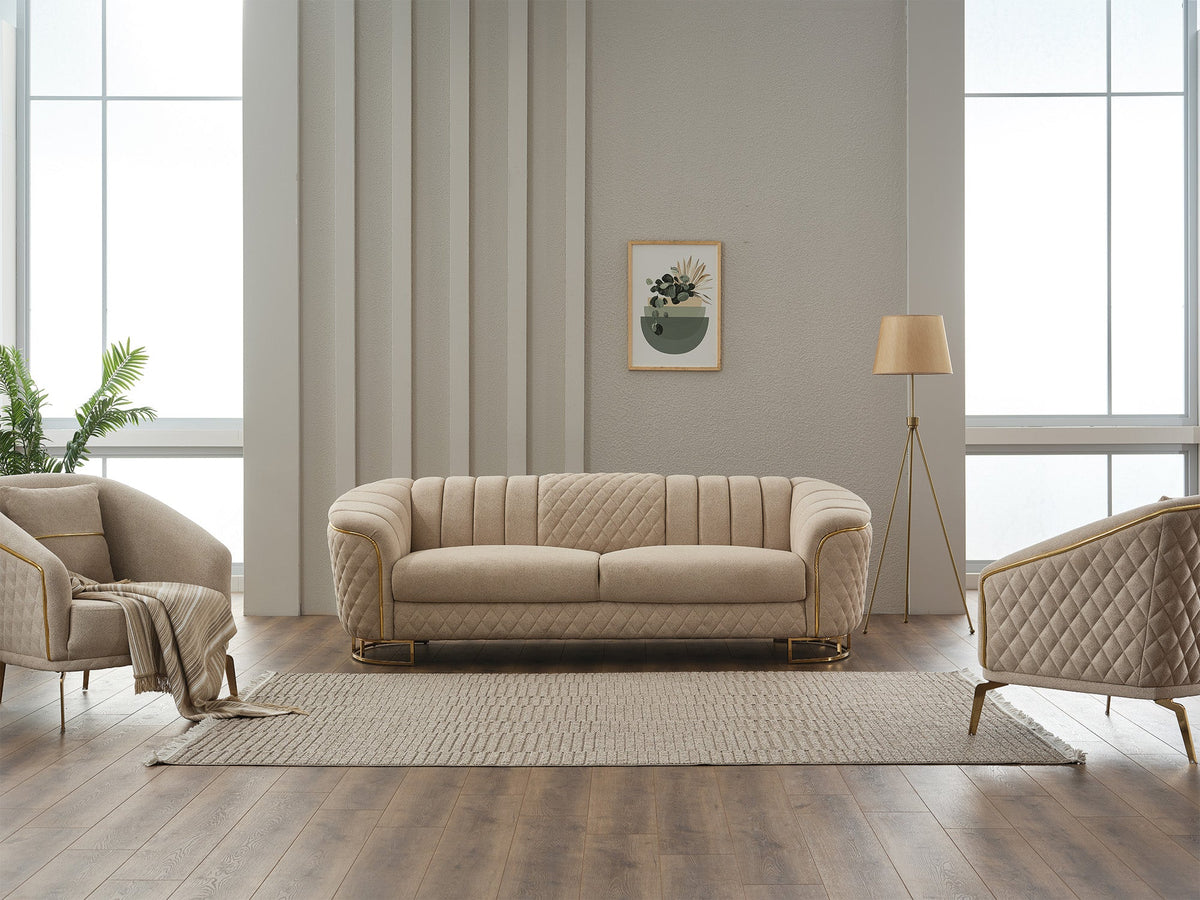 Victoria Cream 3-pieces (Sofa & Loveseat & Chair) Living Room Set - Ornate Home