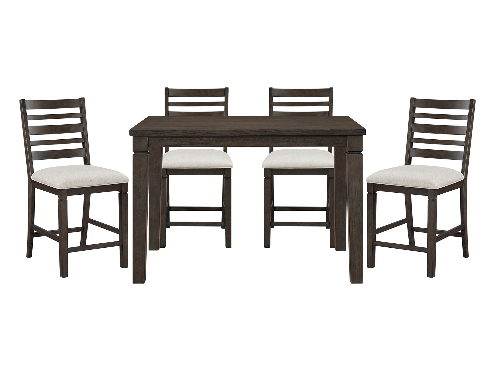Victoria Dark Espresso/Beige 5-Piece Counter Height Dining Table Set - Ornate Home