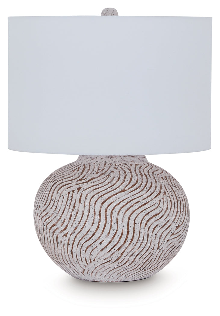 Vien Distressed White Table Lamp - Ornate Home