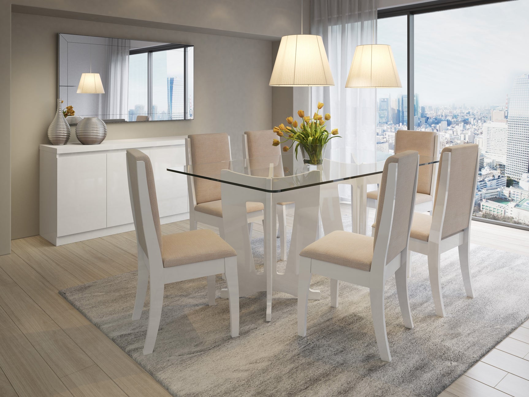 Viennese Sideboard in White Gloss - Ornate Home