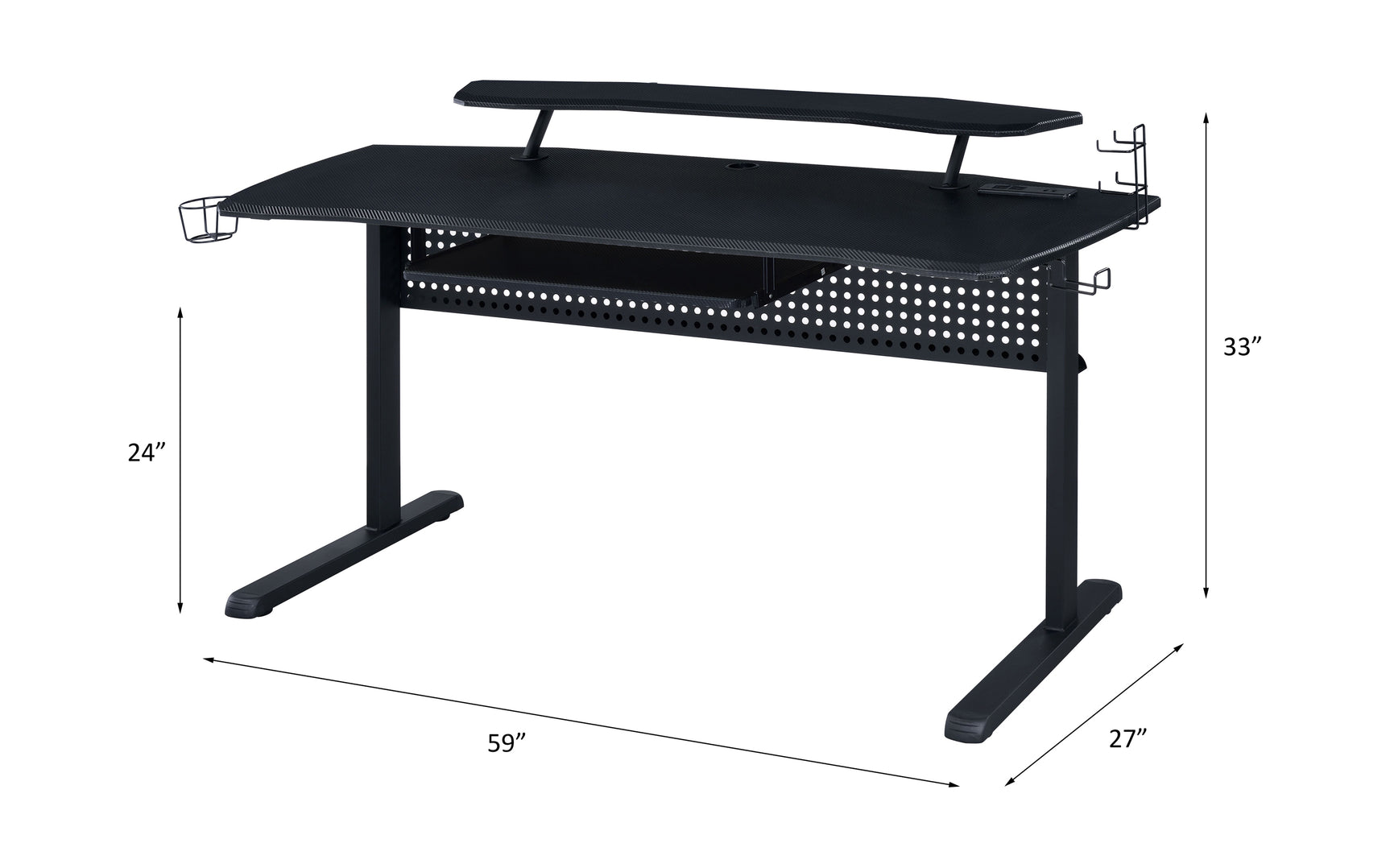 Vildre Black Gaming Desk w/LED & USB Port - Ornate Home