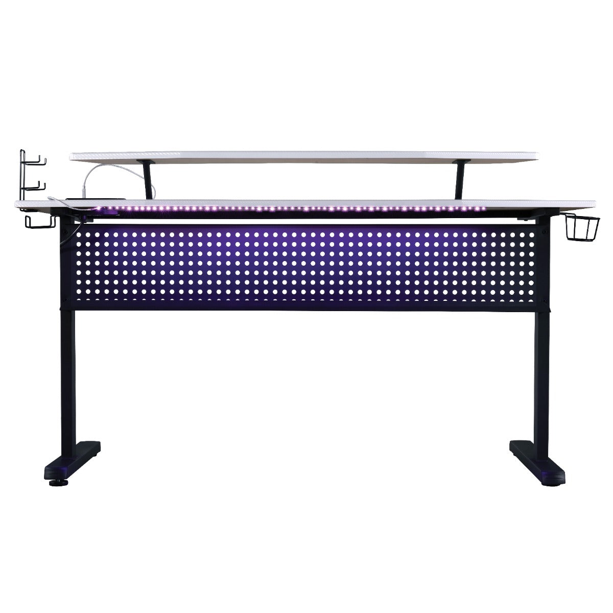 Vildre White Gaming Desk w/LED & USB Port - Ornate Home