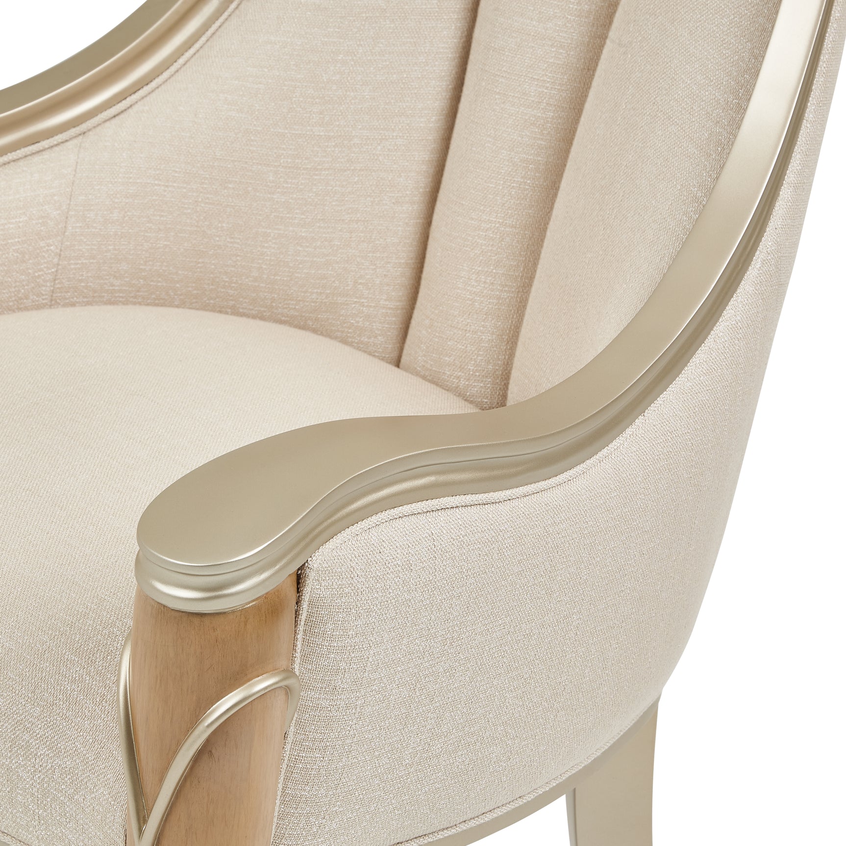 Villa Cherie Caramel/Frosted Linen Dining Arm Chair - Ornate Home