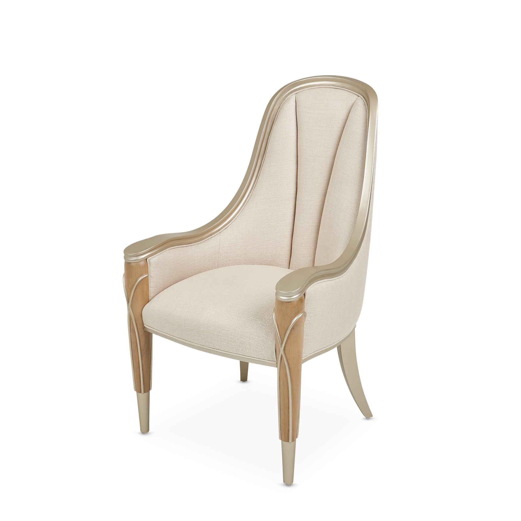 Villa Cherie Caramel/Frosted Linen Dining Arm Chair - Ornate Home