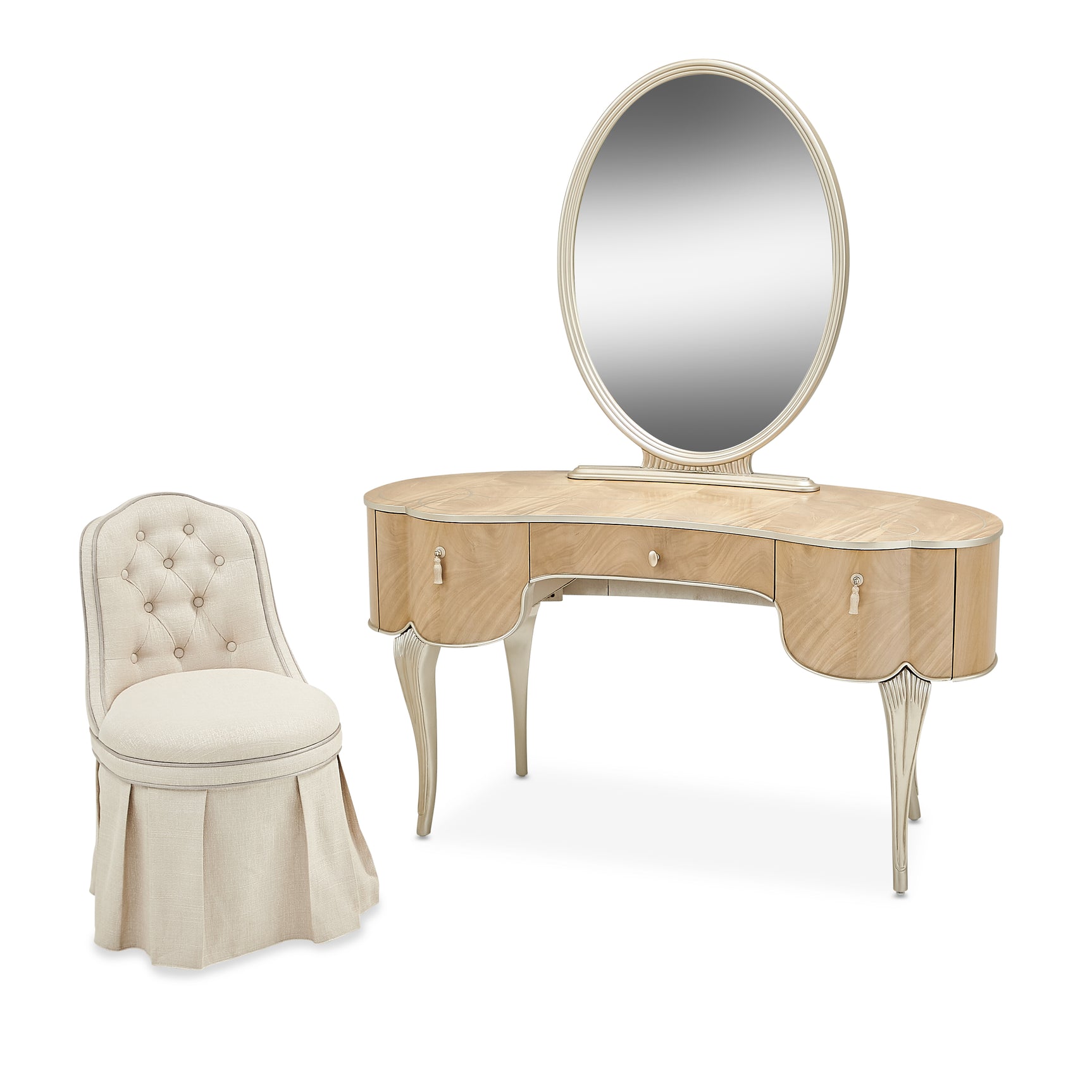 Villa Cherie Caramel Vanity Set with Mirror & Chair - Ornate Home