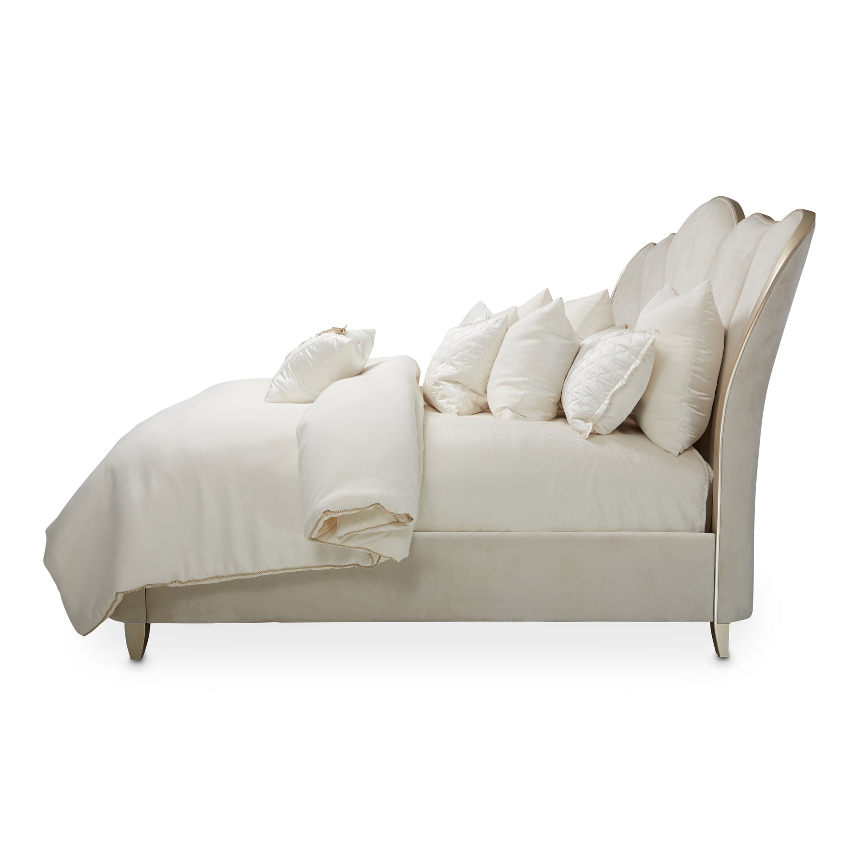 Villa Cherie Chardonnay/Pearl Queen Channel Tufted Bed - Ornate Home