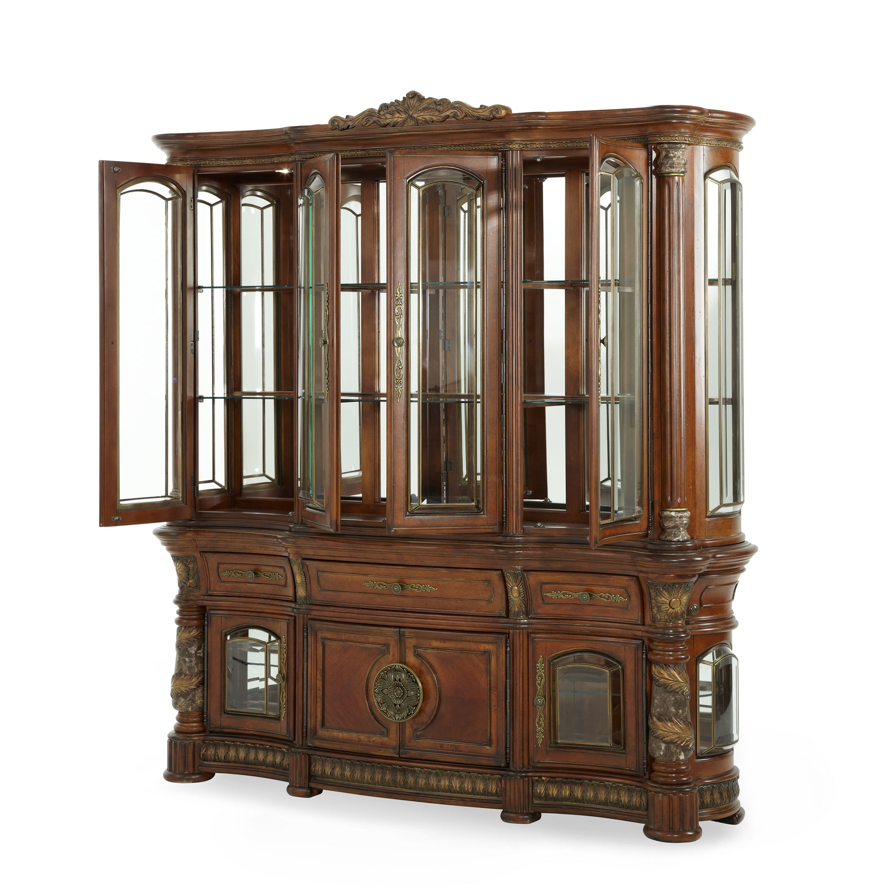 Villa Valencia Classic Chestnut China Cabinet - Ornate Home