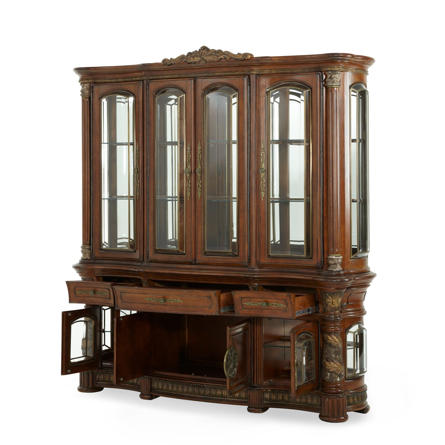 Villa Valencia Classic Chestnut China Cabinet - Ornate Home