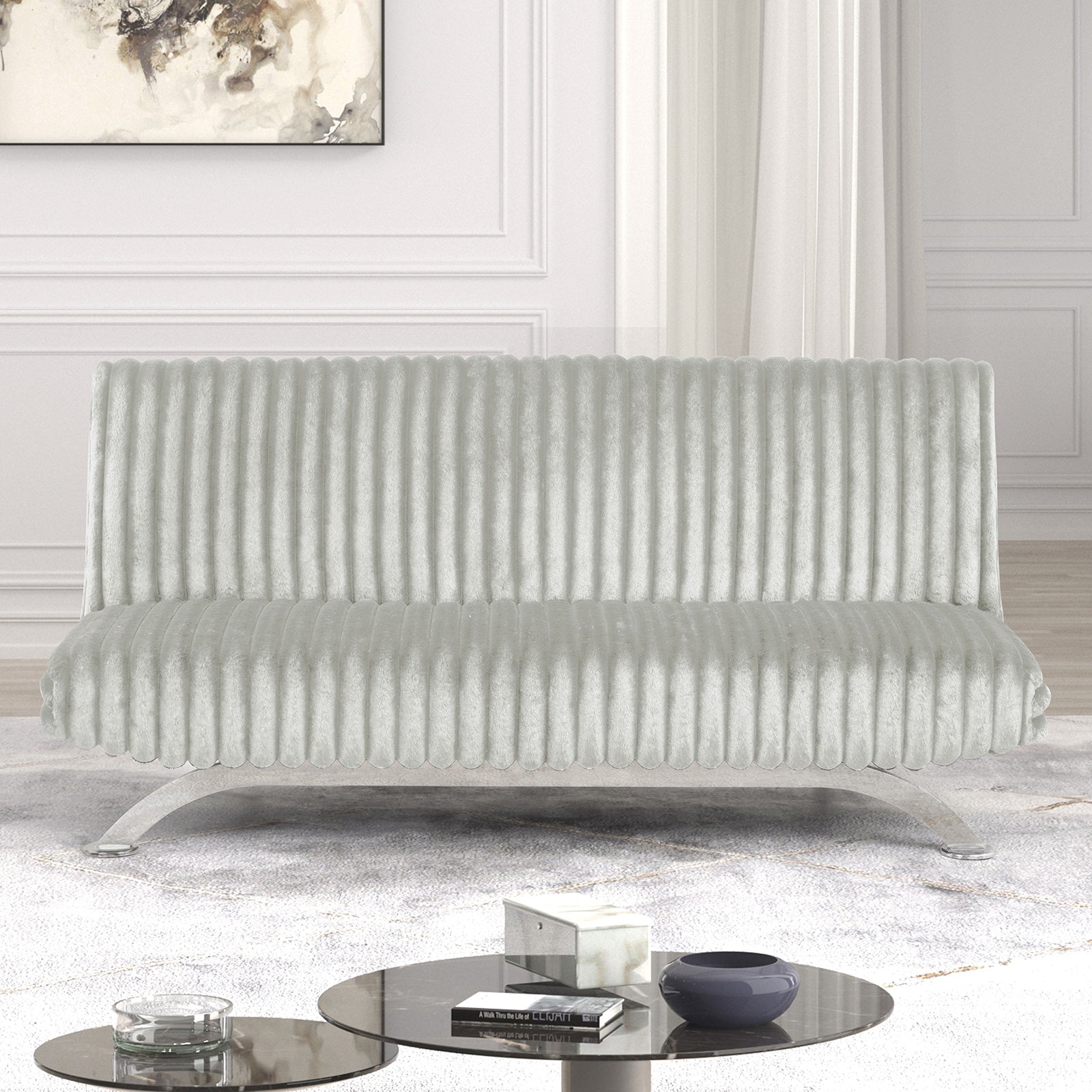 Villeneuve Light Gray Futon Sofa Bed - Ornate Home