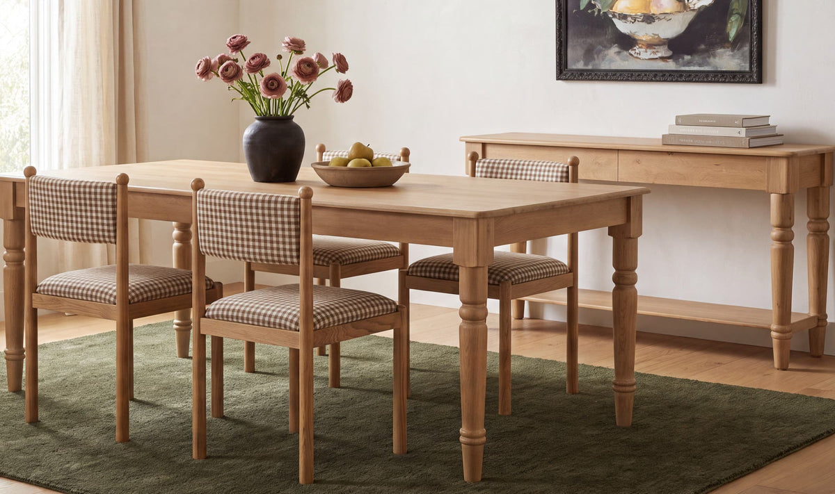 Villetta Brown Gingham Dining Chair (Set of 2) - Ornate Home
