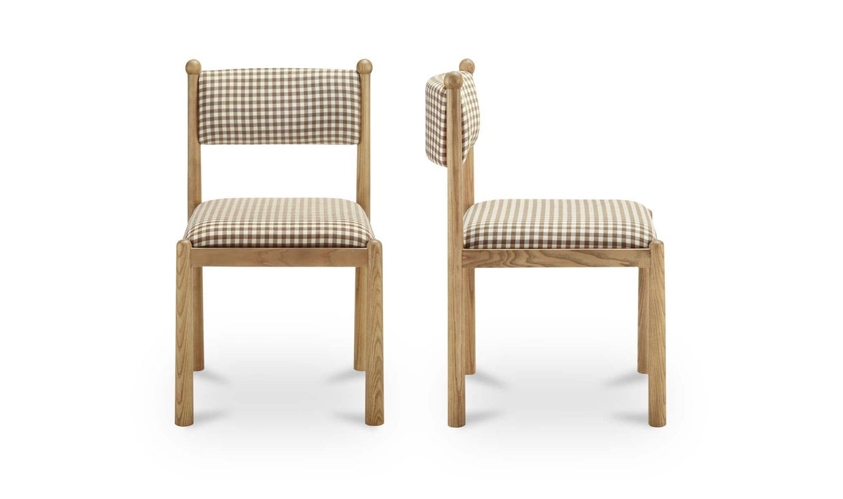 Villetta Brown Gingham Dining Chair (Set of 2) - Ornate Home