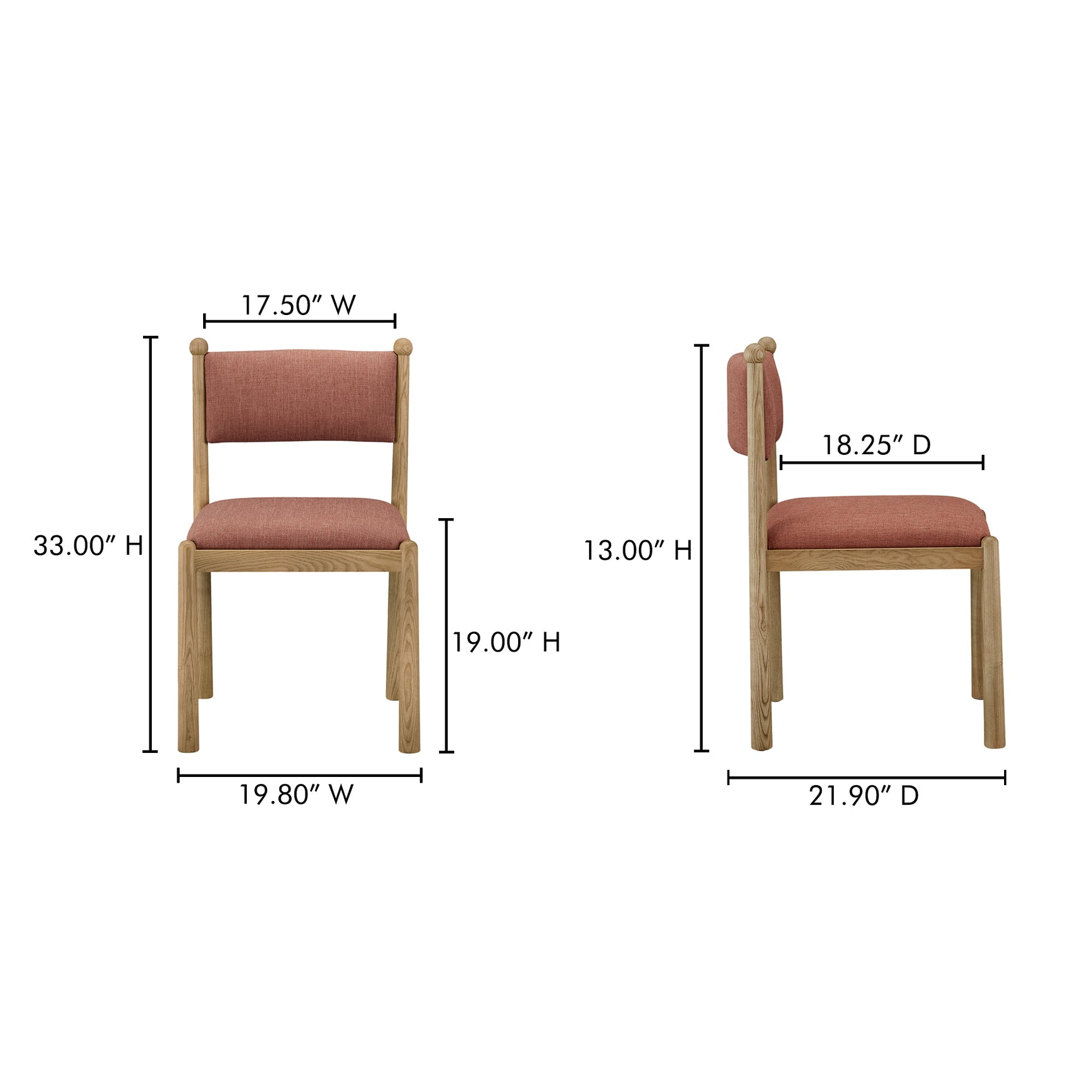 Villetta Deep Pink/Oak Stained Dining Chair (Set of 2) - Ornate Home