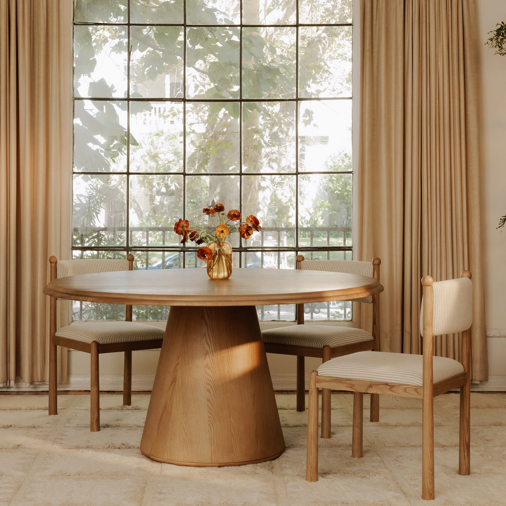 Villetta Stripe/Oak Stained Dining Chair (Set of 2) - Ornate Home