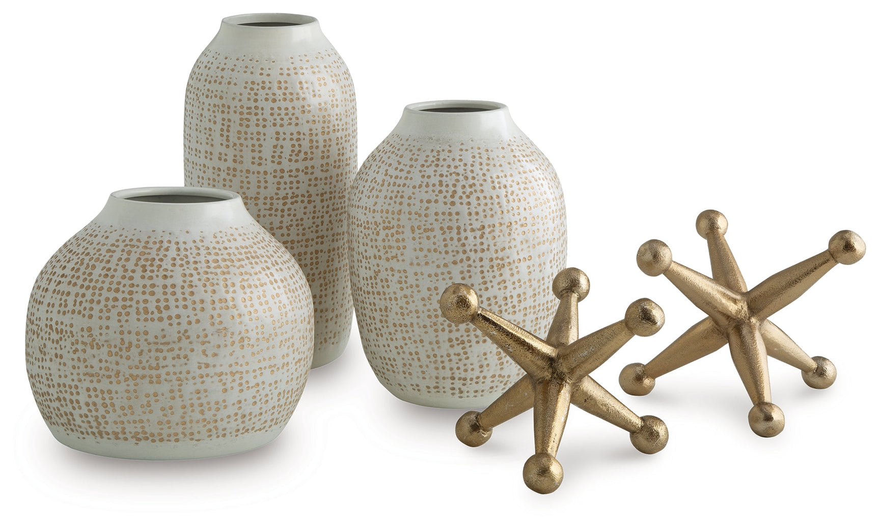Vinburn White/Gold Finish Accessory Set (Set of 5) (Online Special Price) - Ornate Home