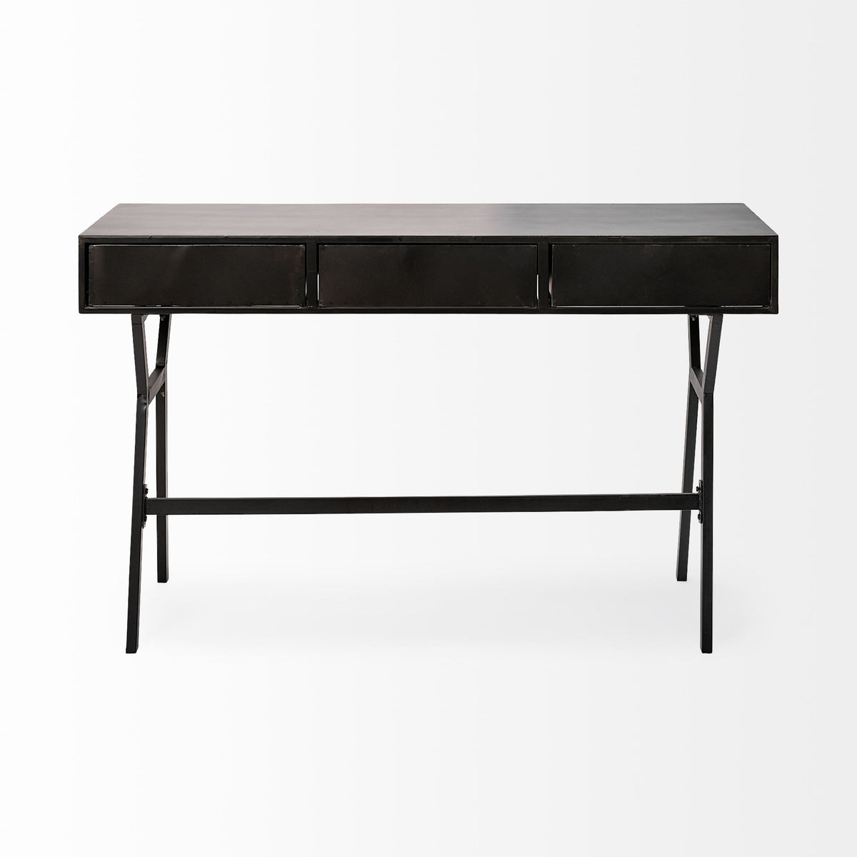 Vince Black/Gold Metal 3 Drawer Office Desk - Ornate Home
