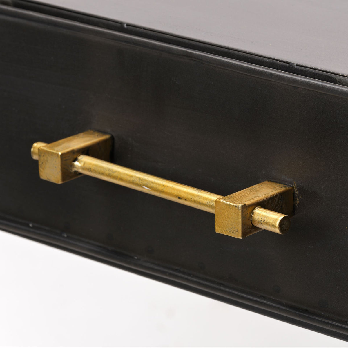 Vince Black/Gold Metal 3 Drawer Office Desk - Ornate Home