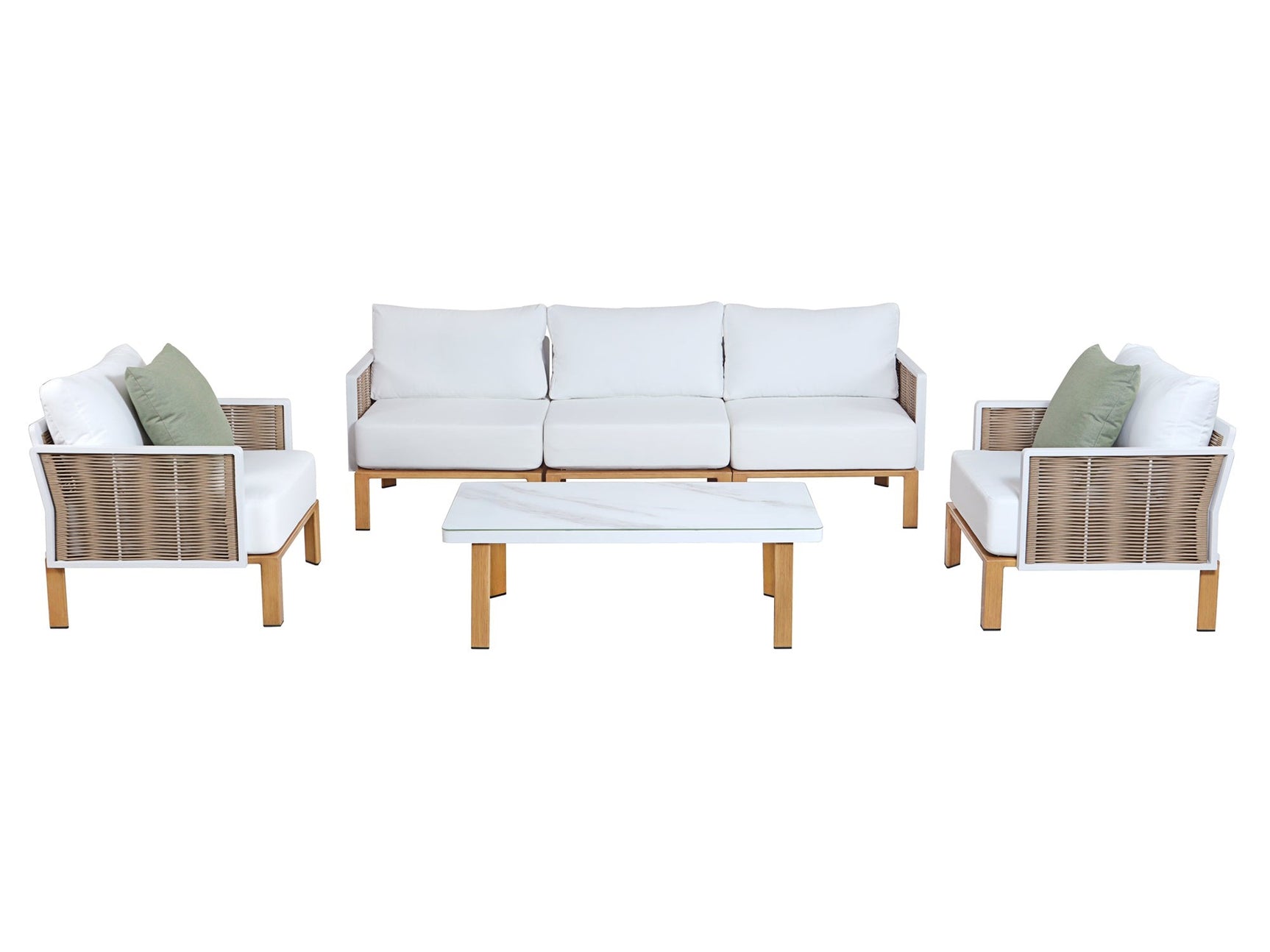 Vine 4-Piece Patio Conversation Set in Cream - Ornate Home