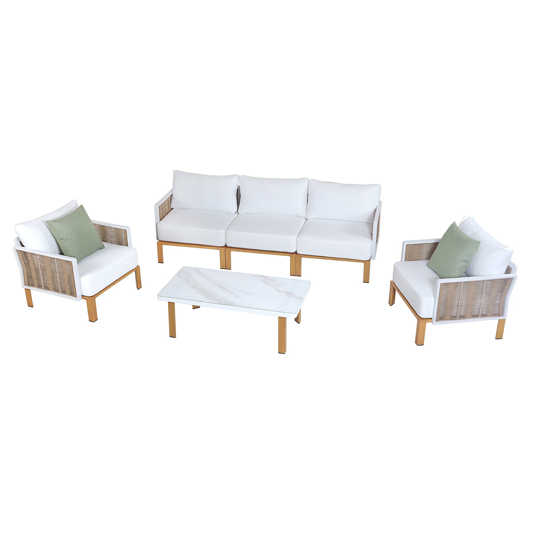 Vine 4-Piece Patio Conversation Set in Cream - Ornate Home